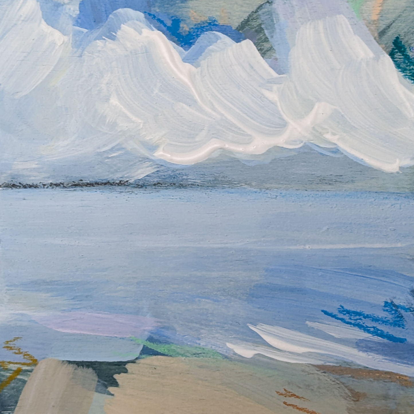 Rain on the Horizon IV, Original Painting on Board