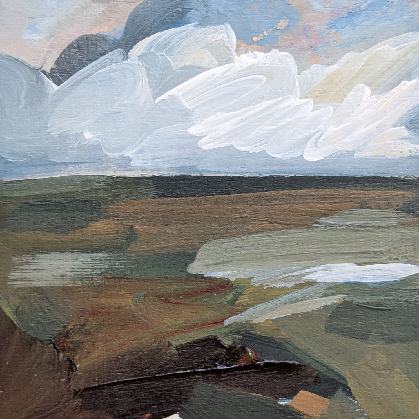 Autumn Has Come to the Fields I, Original Painting on Board