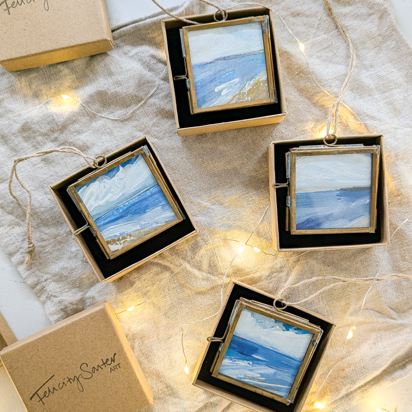 Set of 4 | Hand-Painted Coastal Christmas Tree Decorations