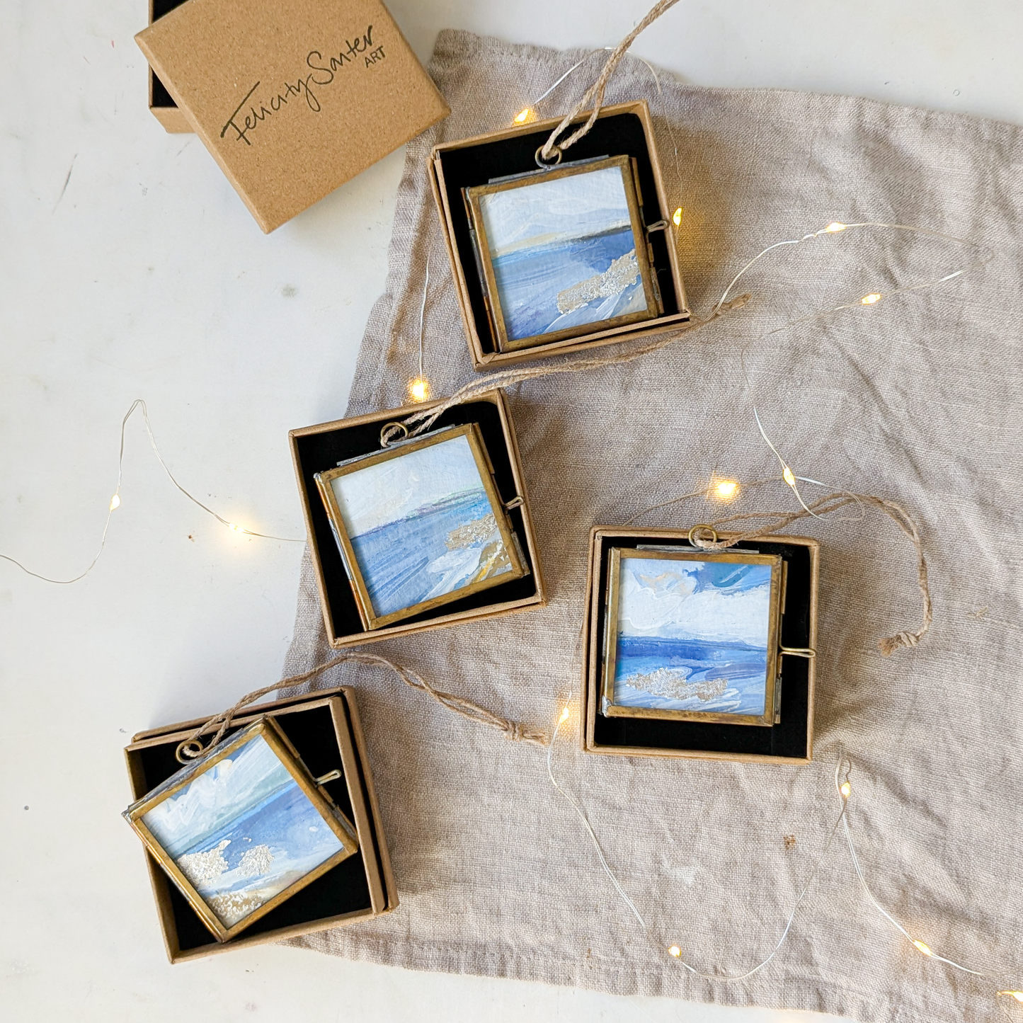 Set of 4 | Hand-Painted Coastal Christmas Tree Decorations