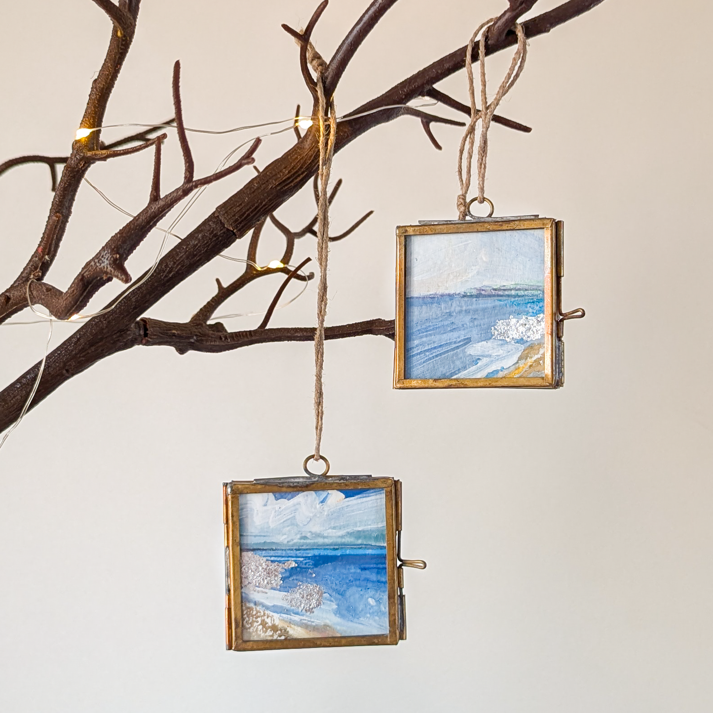 Set of 4 | Hand-Painted Coastal Christmas Tree Decorations