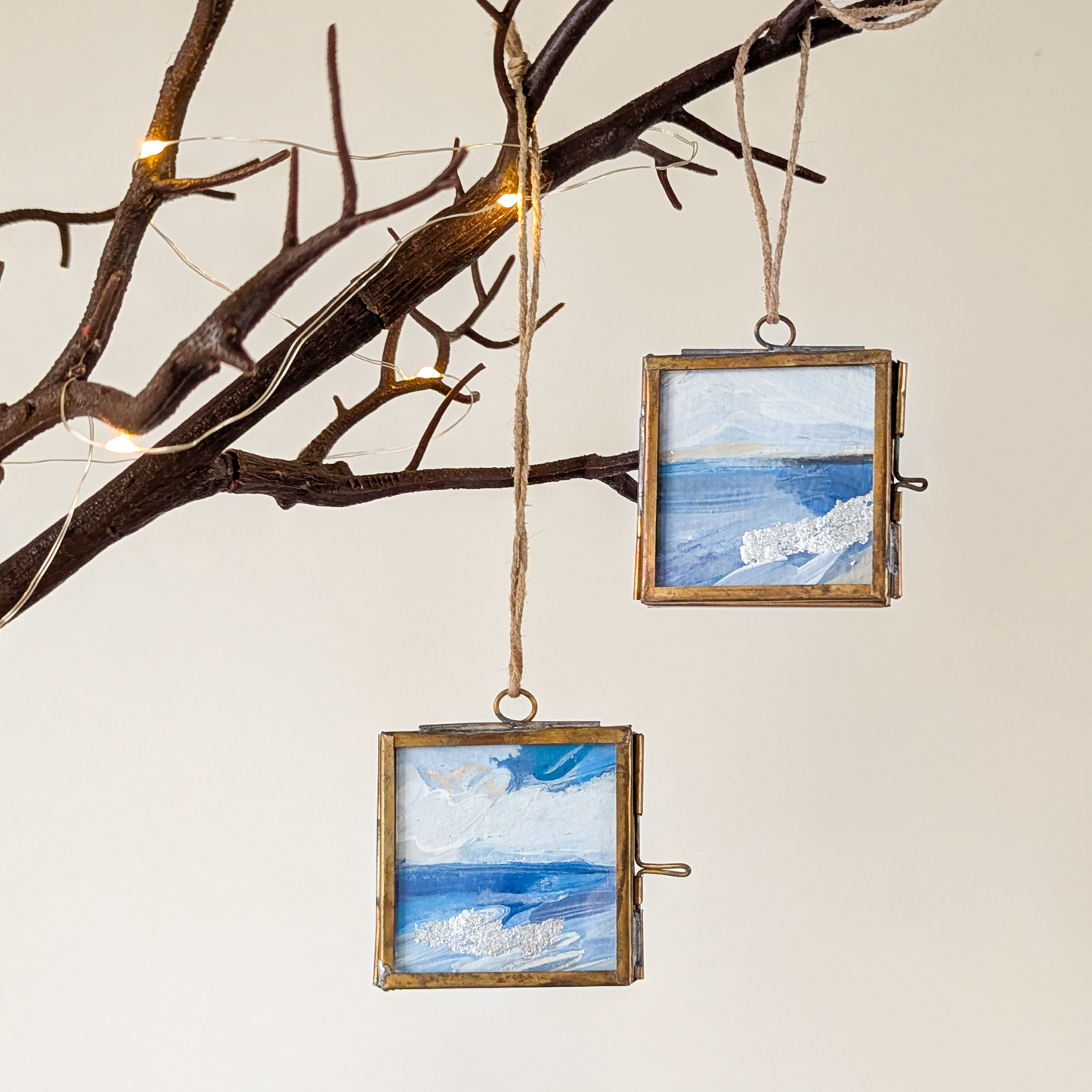 Set of 4 | Hand-Painted Coastal Christmas Tree Decorations