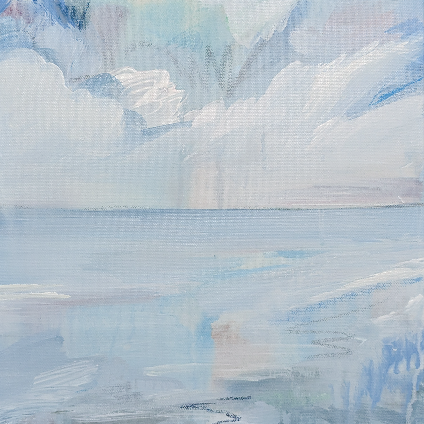 Winter on the Lake II, Original Painting on Canvas