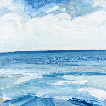 Waves of Teal I, Original Painting on Board