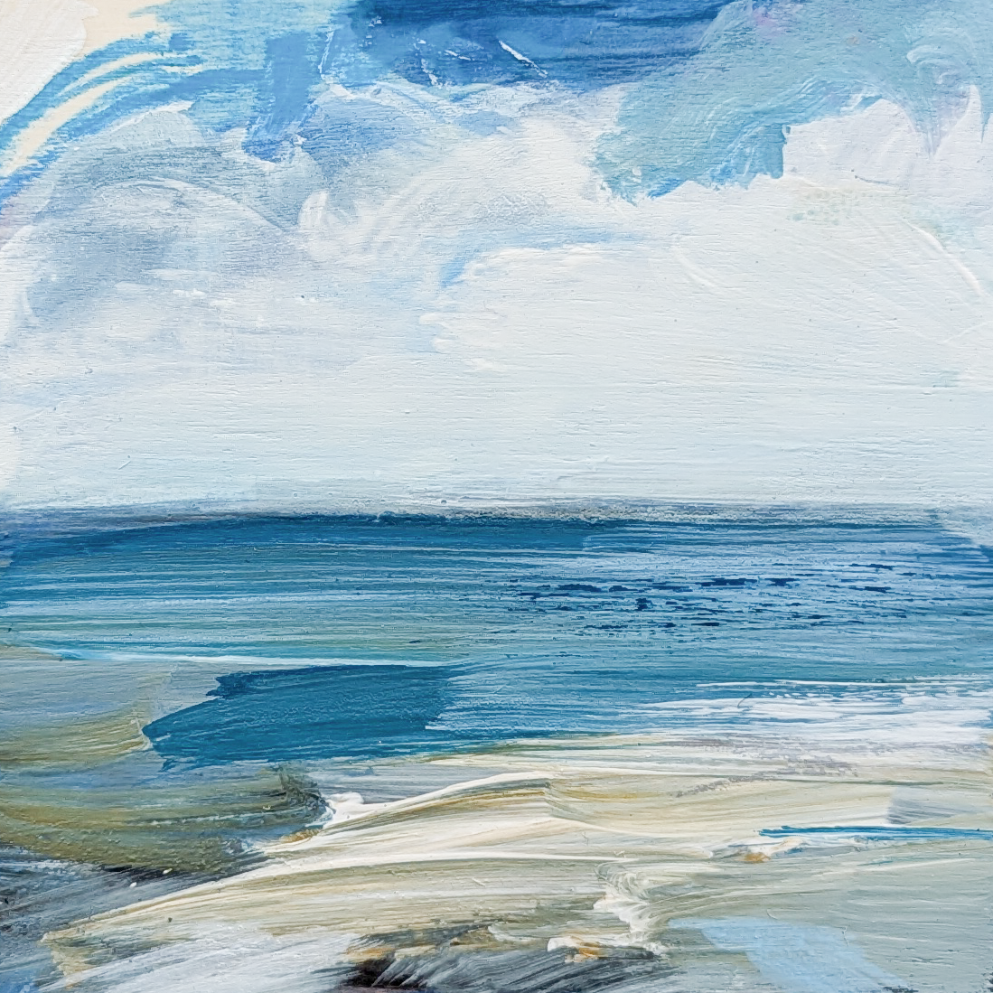 Waves of Teal III, Original Painting on Board