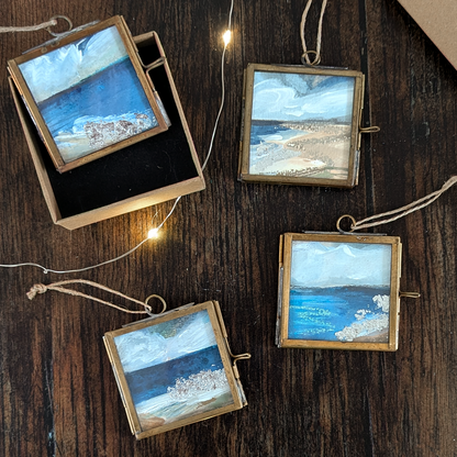 Set of 4 | Hand-Painted Coastal Christmas Tree Decorations
