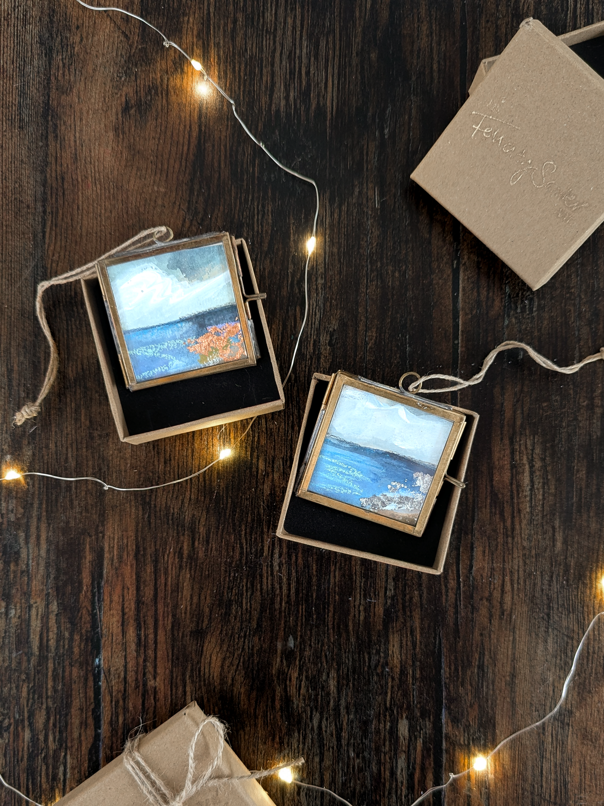 Set of 2 | Hand-Painted Coastal Christmas Tree Decorations