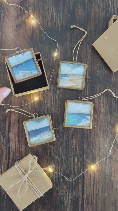Set of 4 | Hand-Painted Coastal Christmas Tree Decorations