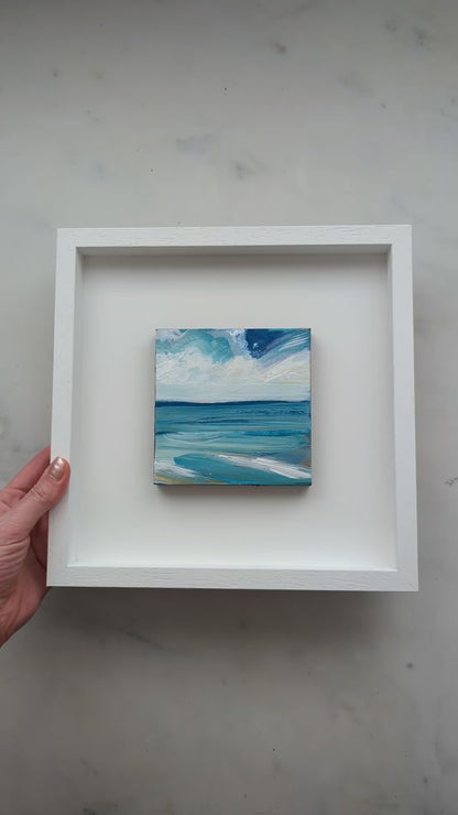 Waves of Teal IV, Original Painting on Board