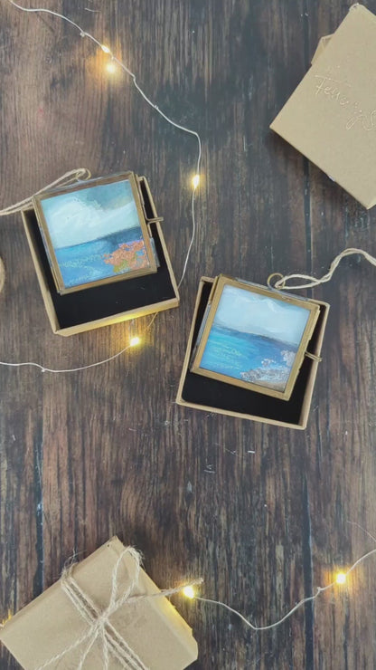 Set of 2 | Hand-Painted Coastal Christmas Tree Decorations
